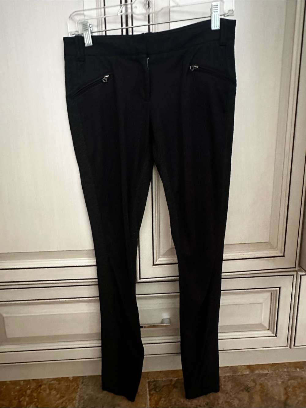 Armani Exchange Black Skinny Pants with Zip Pocket Details